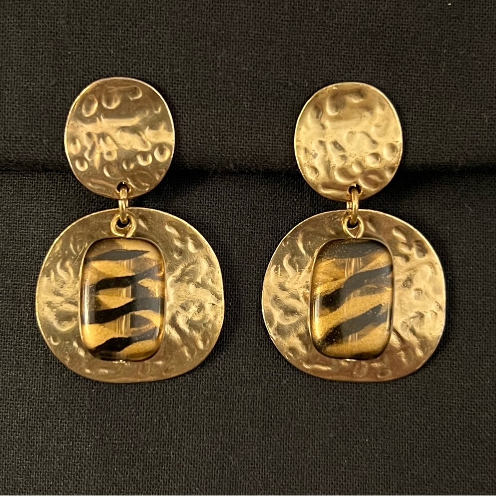 Hammered Gold Tone Clip-on Earrings